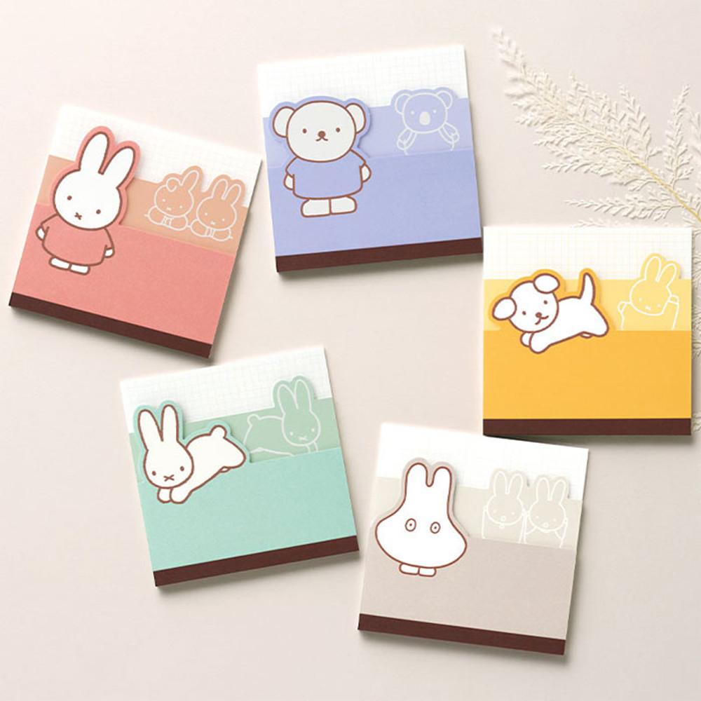 일본 캐릭터 미피 3단 메모패드 메모지 MY1 브루나 3컬러