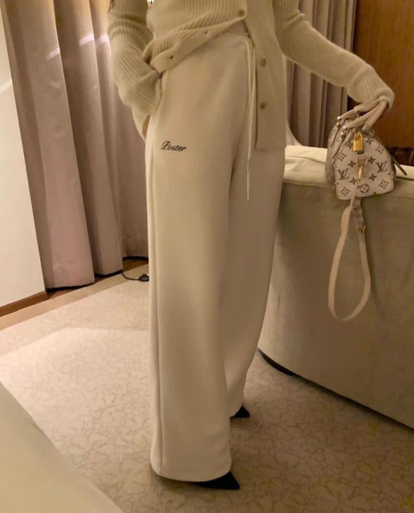 포스터 레터링 테리 조거 팬츠 (3color) 스트링 와이드핏 기모 겨울팬츠