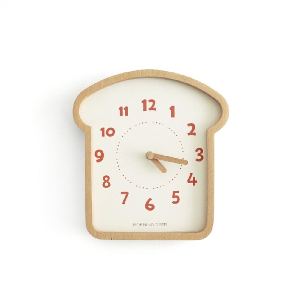 귀여운 토스트 스탠드 우드 무소음 유니크 모던 벅걸이 탁상 시계