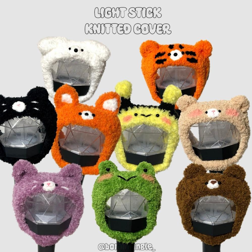 보라맹글 뜨개 핸드메이드 몬둥이 커버 응원봉 커스텀 모자