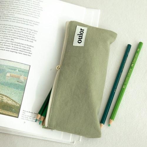 [텐텐단독] ouior flat pencil case - green tea (topside zipper)