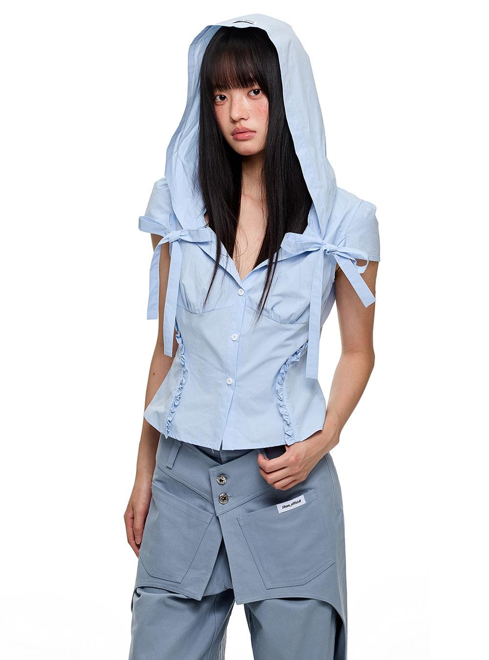 Misty Hooded Poplin Shirt (2color)