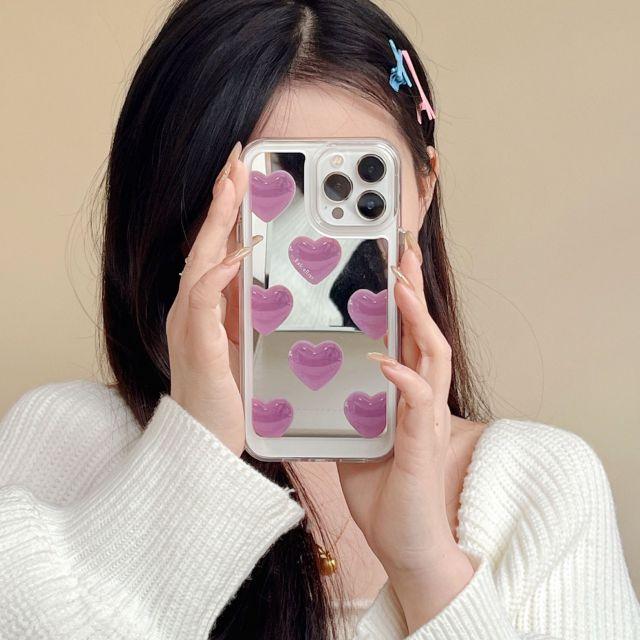 [당일발송]미러 러블리 하트 거울 아이폰 케이스