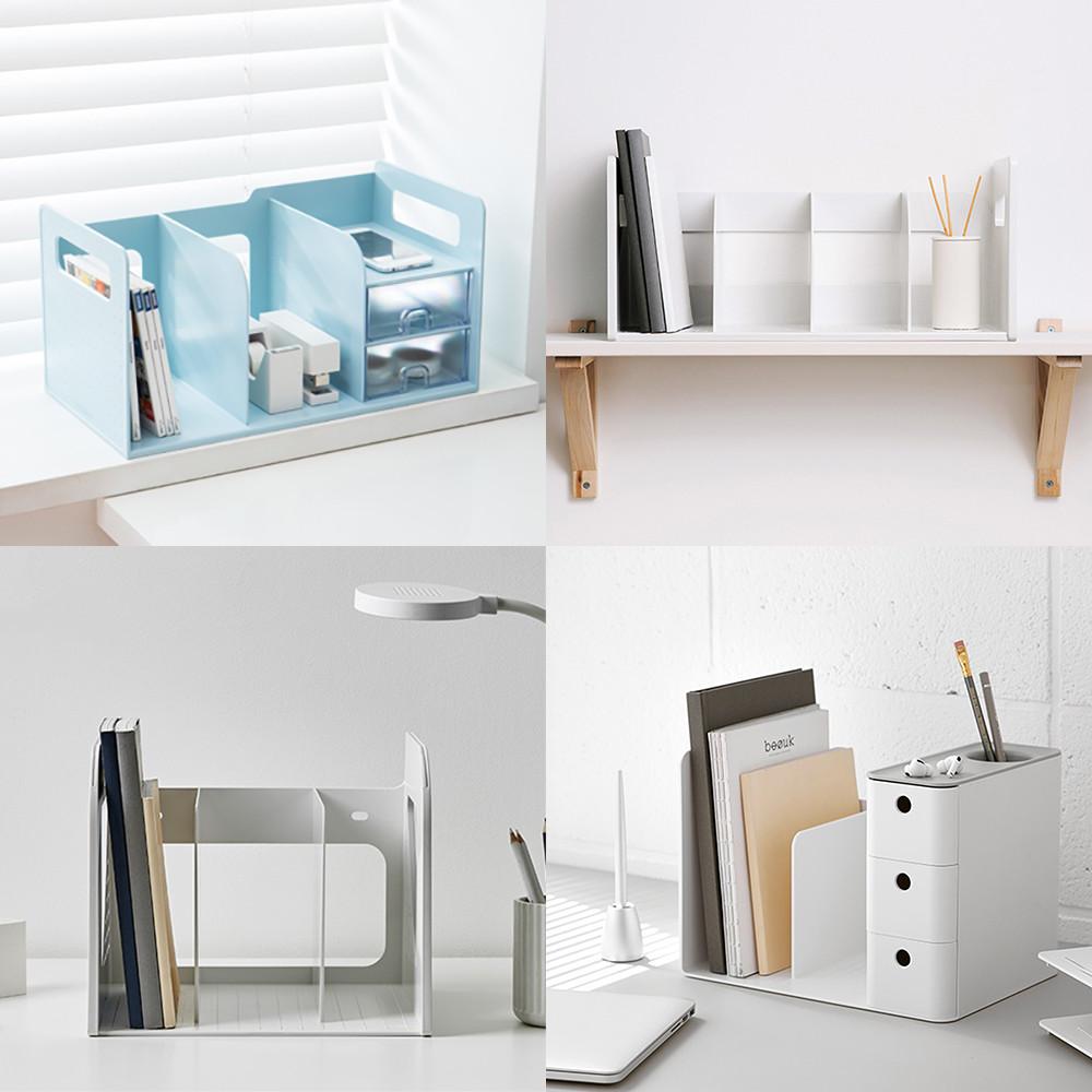 간이 미니책꽂이 기숙사필수품 책꽂이정리함 사무용책꽂이 책상꾸미기 화이트