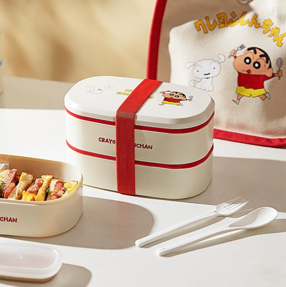 짱구 캐릭터 소풍 도시락통 수저세트 2단 도시락가방 전자레인지용