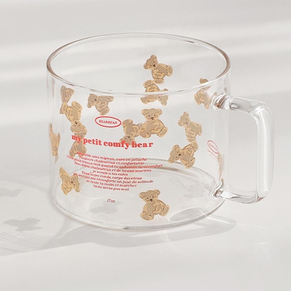 빈티지 베어 내열 시리얼 500ml 유리컵 집들이선물 자취선물 스튜디오609