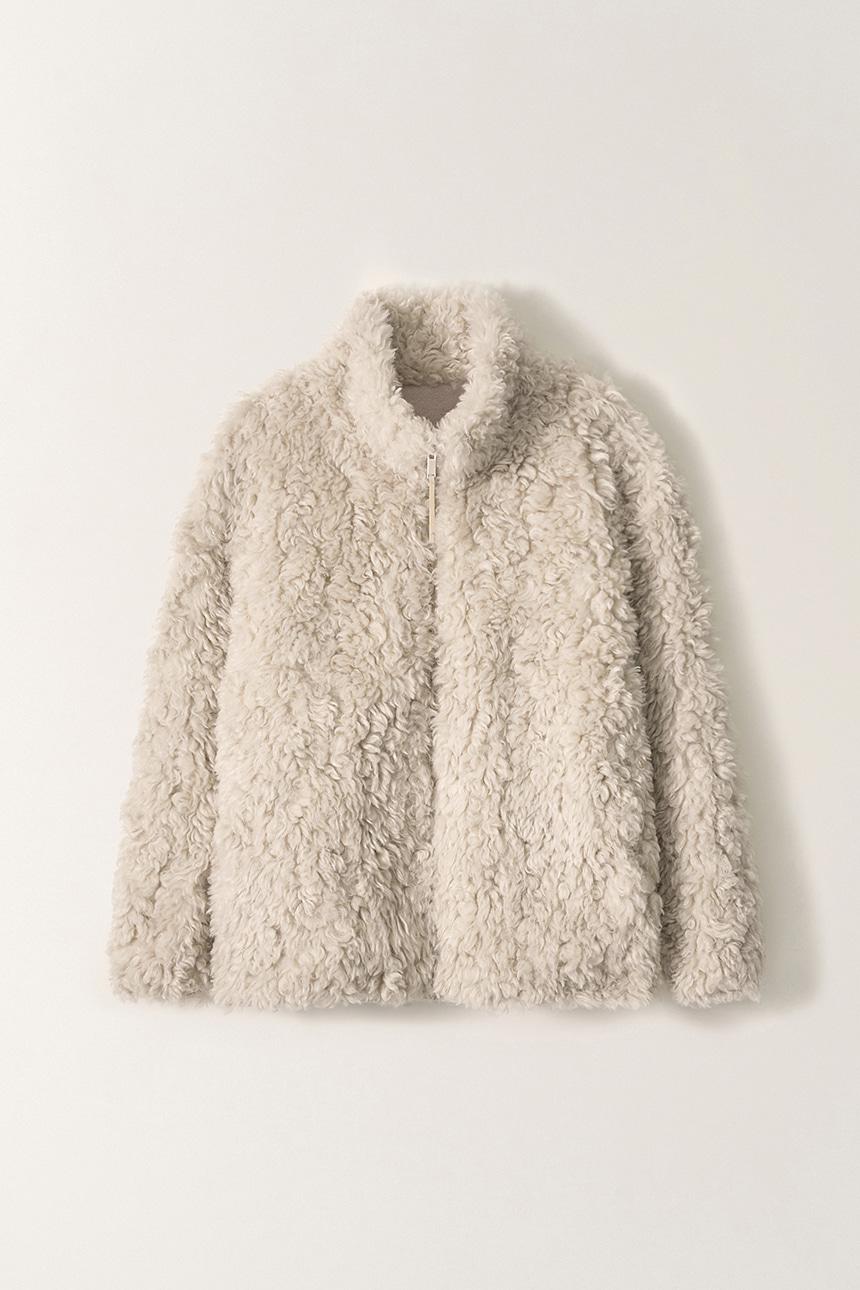 [니트 증정] 하이넥 퍼 자켓 (Grayish beige)_2FWUJP02