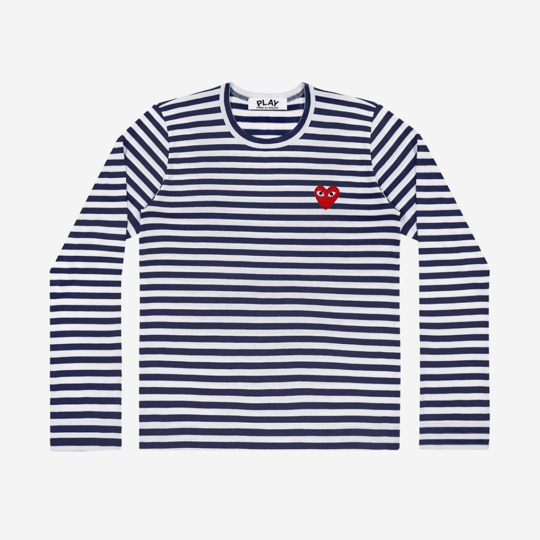 Play Comme des Garcons Striped LS T-Shirt Navy White
