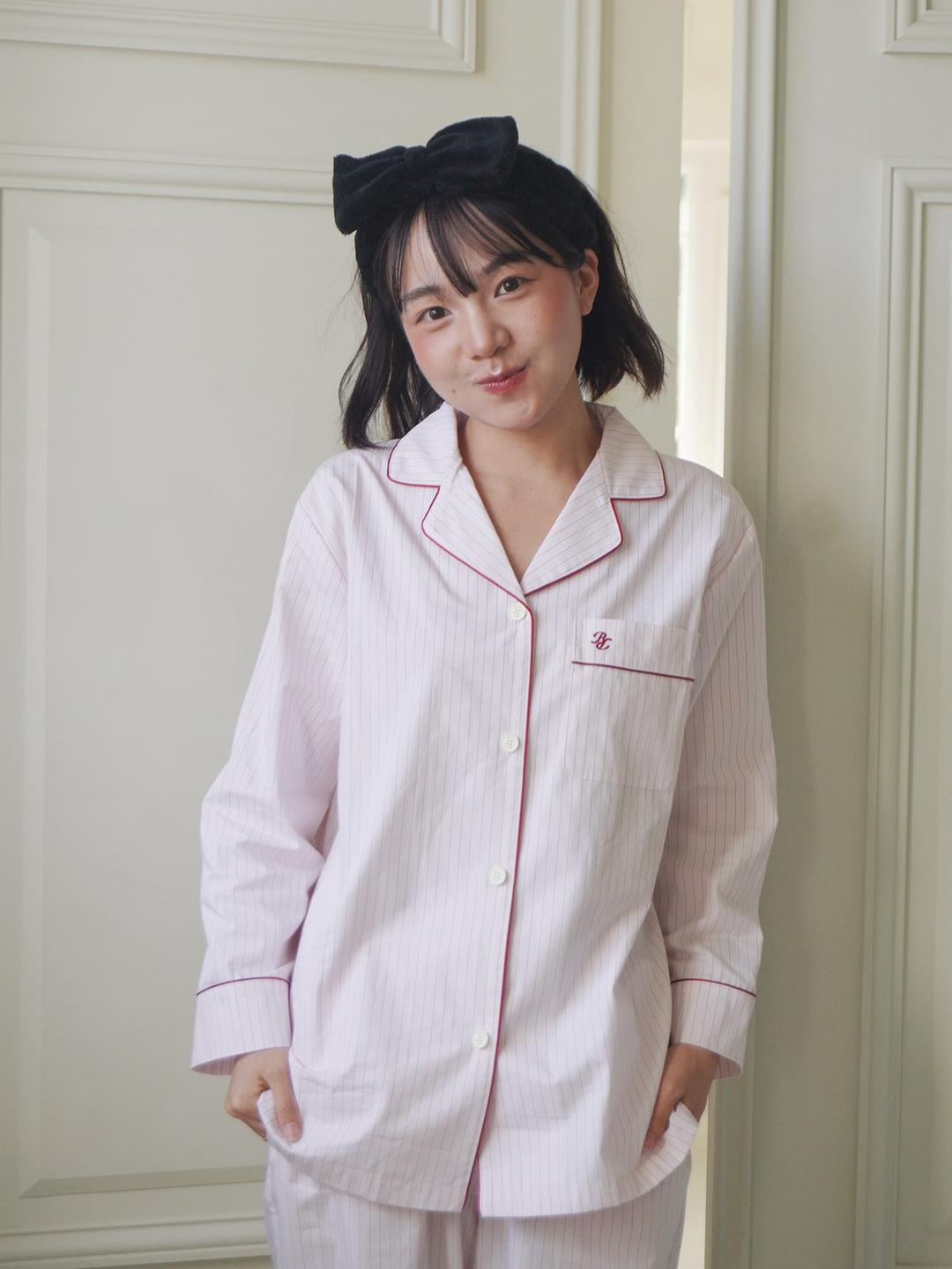 코튼 스트라이프 파자마 SET - 라이트 핑크