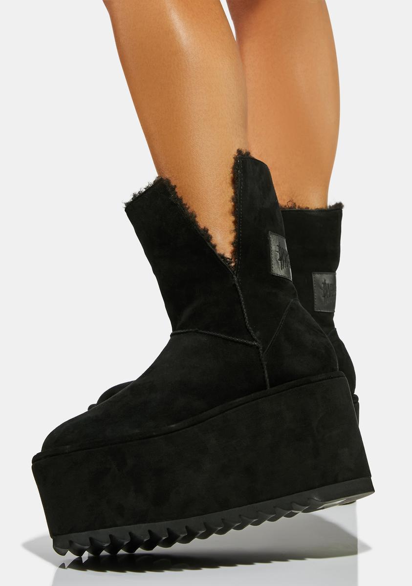 Atmosphere Fleece Lined Suede Platform Boots - US 10