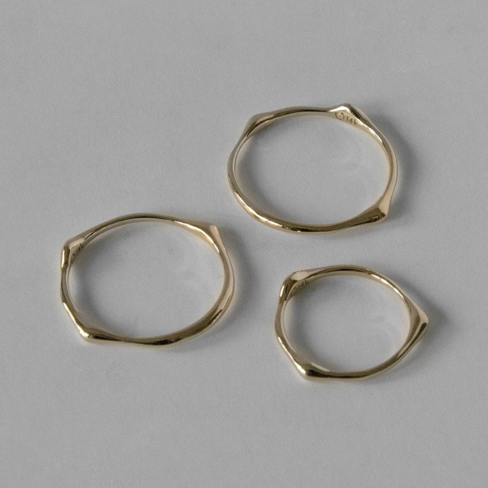 민잇 플루이드 링 금 14K 레이어드 우정 반지