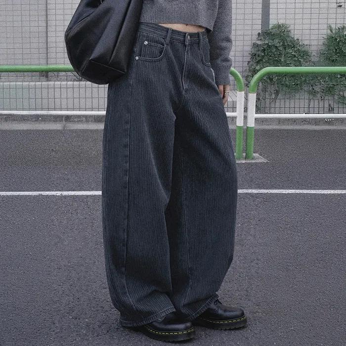 스트라이프 벌룬 데님팬츠 (2color)