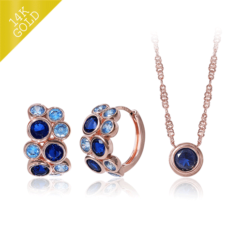#셋트 특가 56%+무료배송 14k 골드★당일출고★ 귀걸이/목걸이 SET 레이티 사파이어  SET SET0212