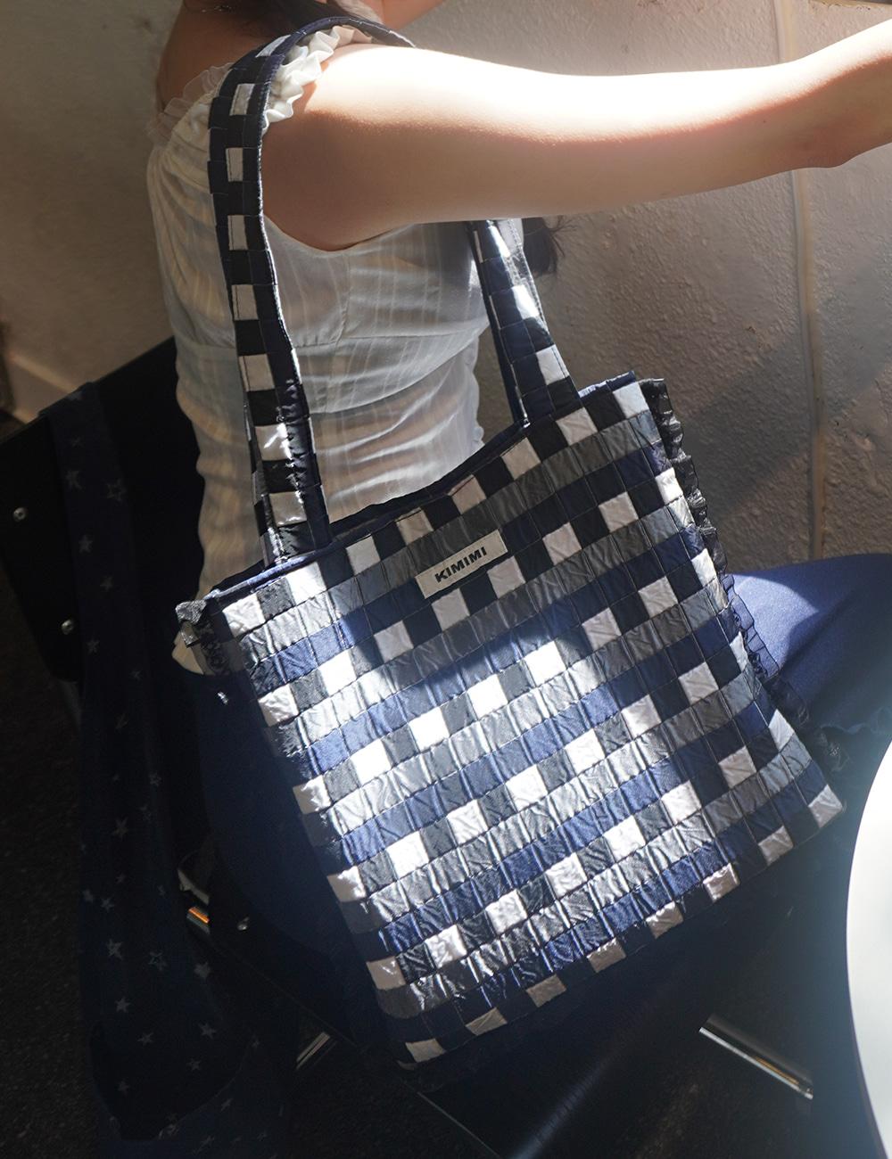 키미미 KIMIMI Mimi checker board bag  Navy