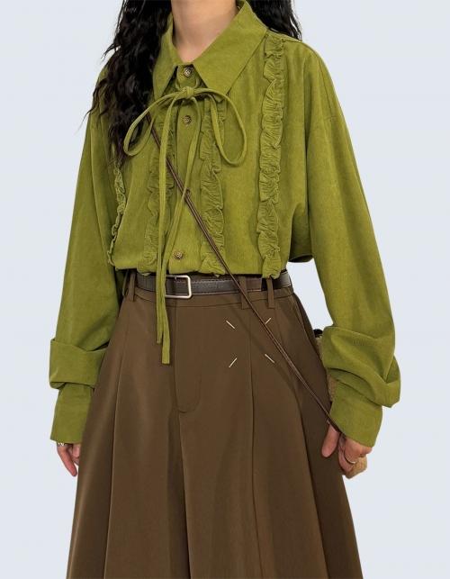 Lace Patch Casual Long Sleeve Shirt