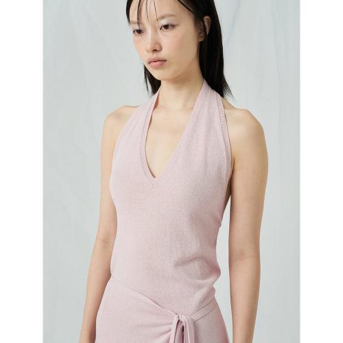 Halterneck Knit Top  Pink