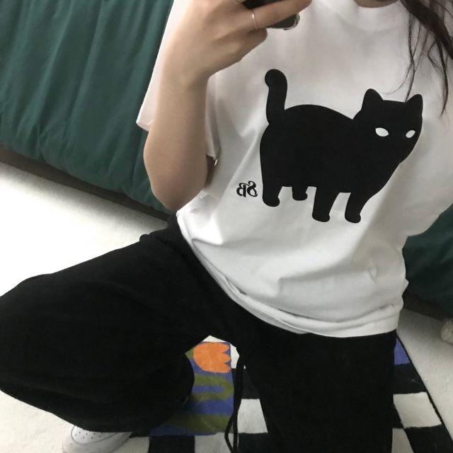 SB cat 프린팅 반팔티