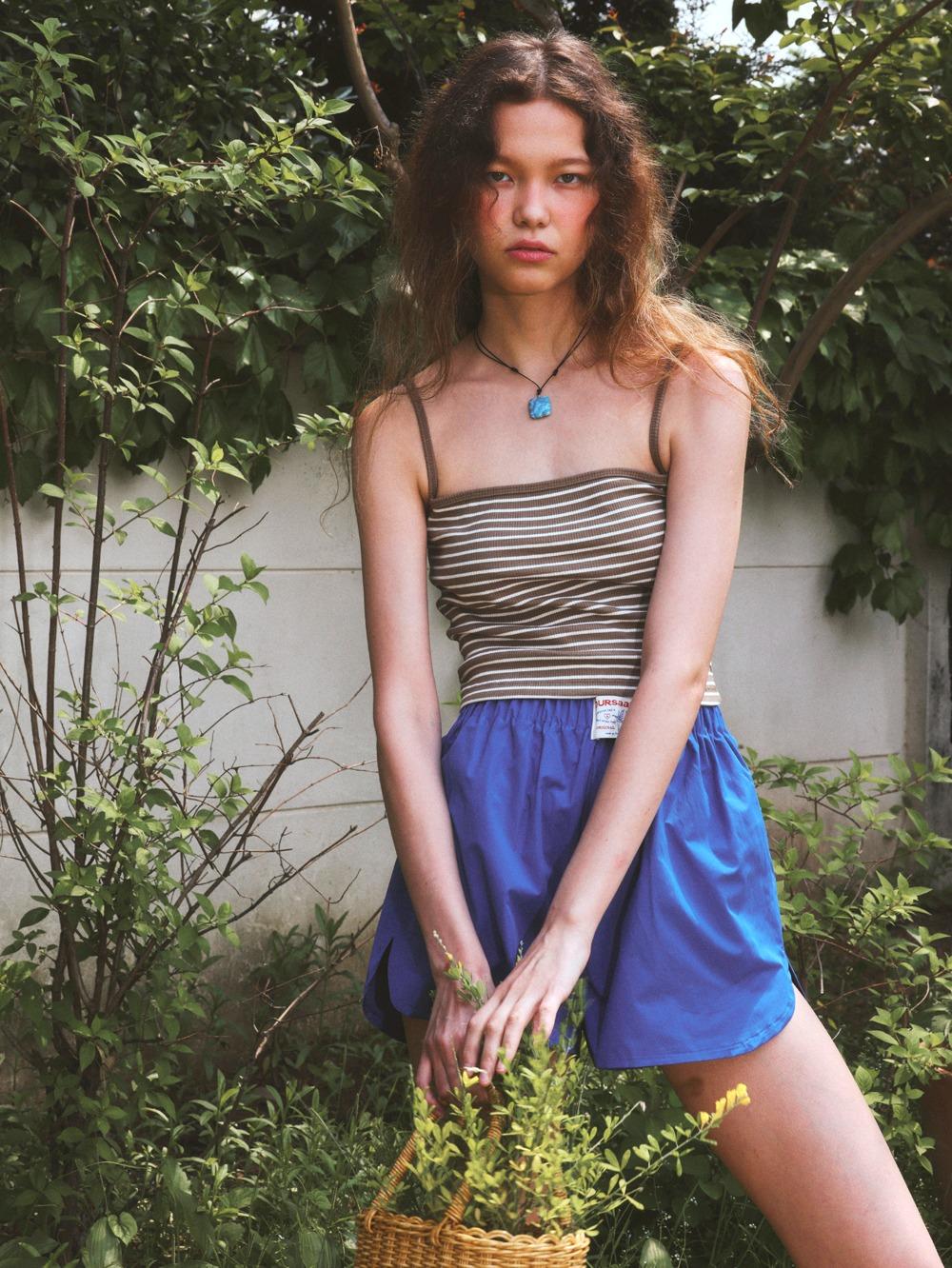 Crop stripe sleeveless / Brown