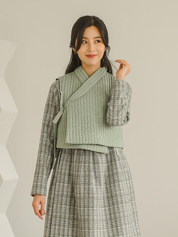 겨울 누빔 배자 [녹두색]