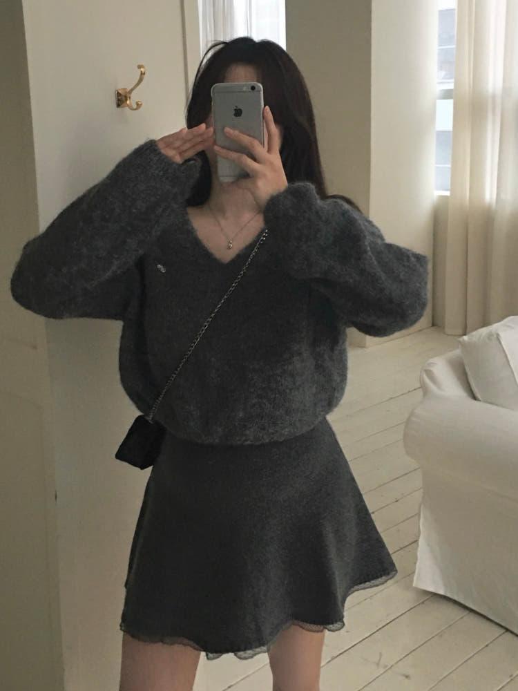 브이 심볼 니트 (2color)