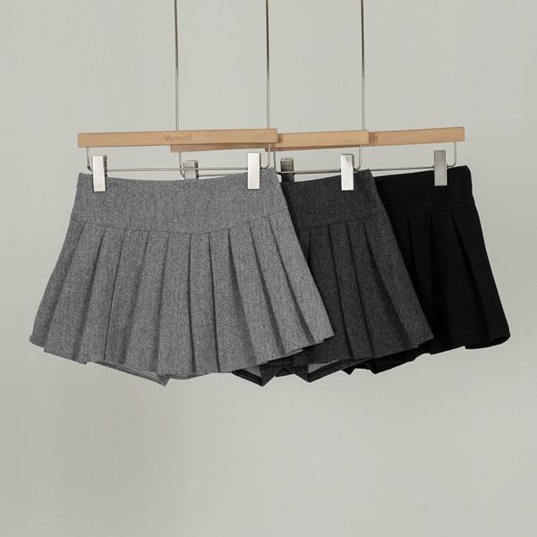 반셀 [S,M,L/3컬러] 모직 울 A라인 반 플리츠 미니스커트 플리츠스커트 테니스치마 데일리룩 꾸안꾸 캐주얼룩 정장룩 하객룩
