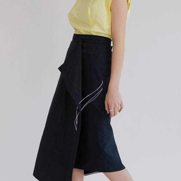 Light wrap skirt [reversible] ; navy