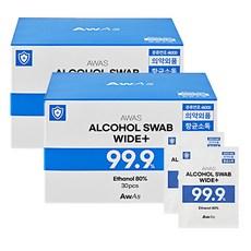 AWAS 알콜스왑 와이드 플러스 낱개포장형  30개입, 2개