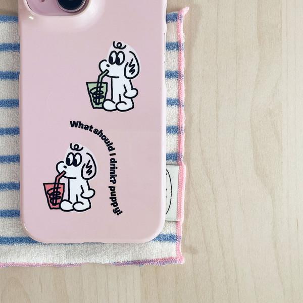 Drinking puppy pink hard case