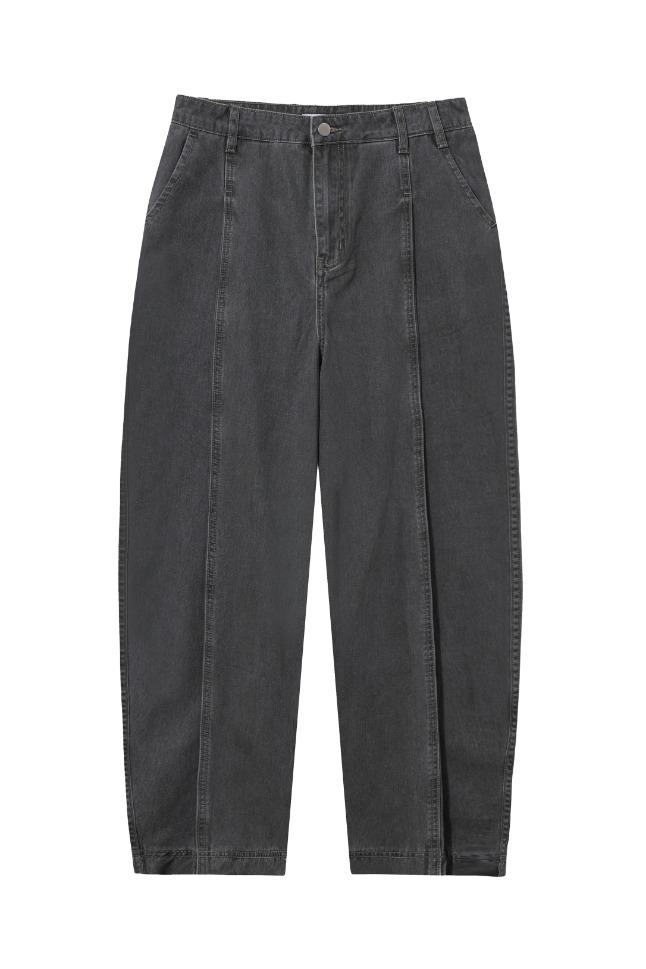 에이지 원턱 데님 팬츠_차콜
