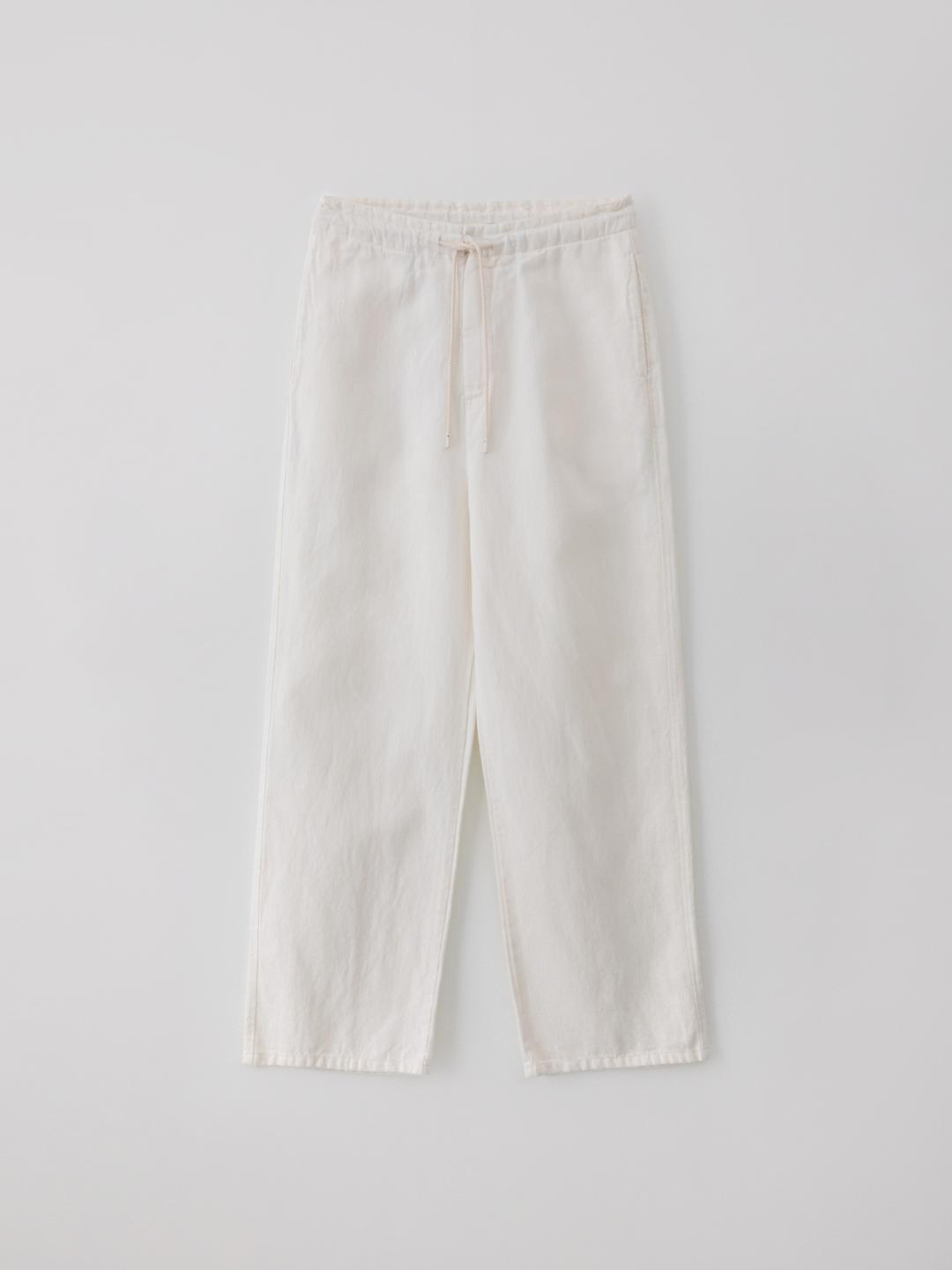 Drawstring linen denim