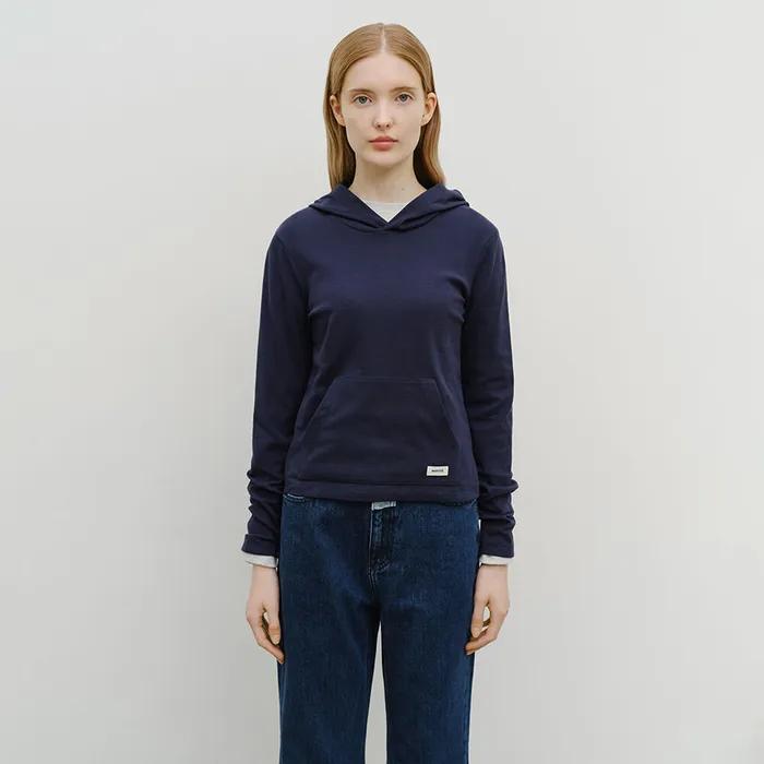W BASIC HOODIE LONG SLEEVE navy
