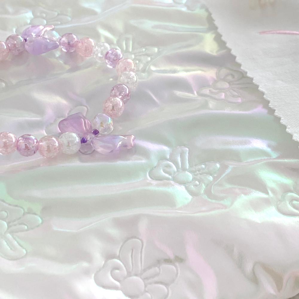 오팔 오로라  y2k 리본 홀로그램 누빔 원단