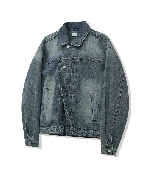 87-STAN120 [뉴트로] 솔리드 워싱 홀더 데님 자켓 빈티지 블루