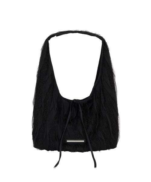 Fray Lace Double Layered Bag [ Black ]