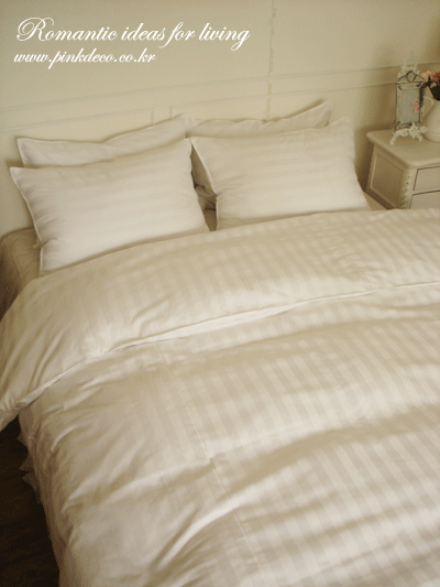 베이직 호텔 침구 - 스트라입 화이트