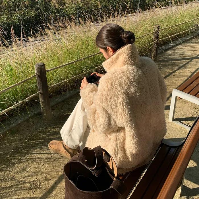 Molly Reversible Shearling Coat_Camel