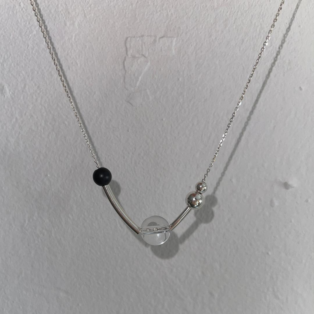 Silver Pipe Gemstone Necklace