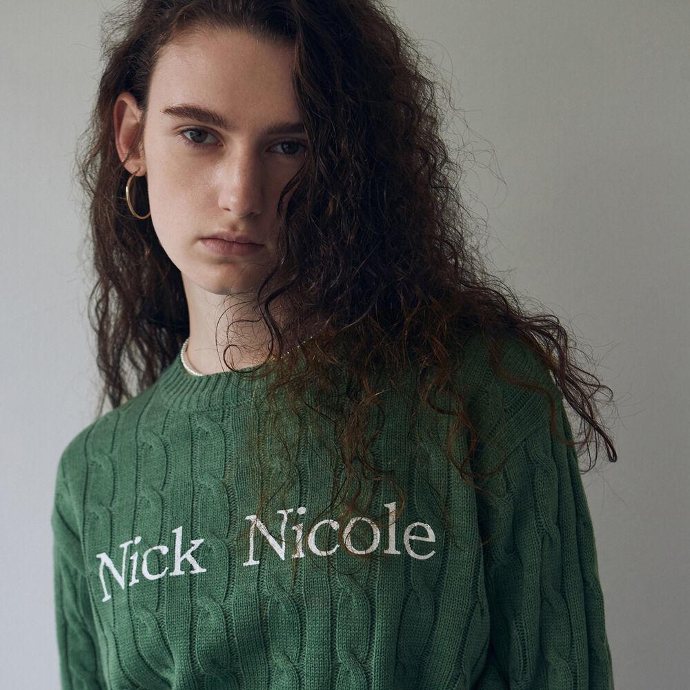 NICOLE CABLE CROP KNIT_GREEN