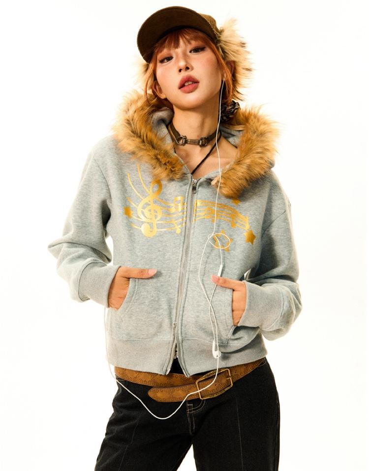 YOUNG STAGE Gold Melody Slim Hoodie Jacket
