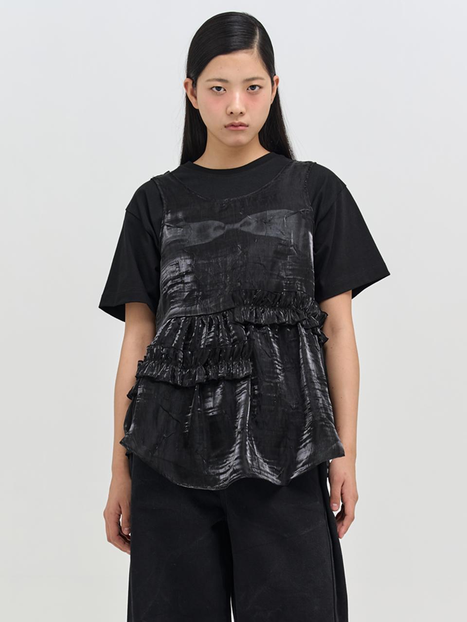 DIAPHANOUS FRILL DRESS(BLACK)