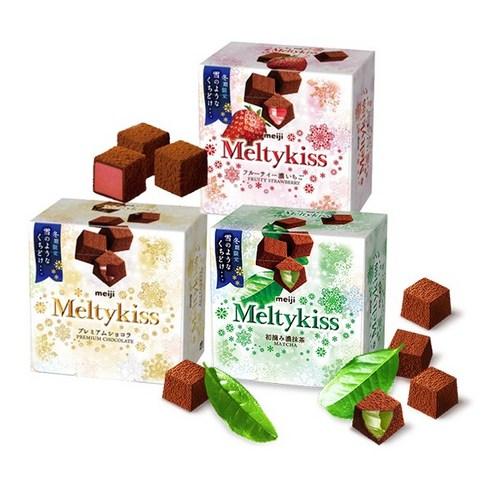 메이지 멜티키스 프리미엄 쇼콜라 생초콜릿 3종(오리지널+딸기+말차), 52g, 1세트