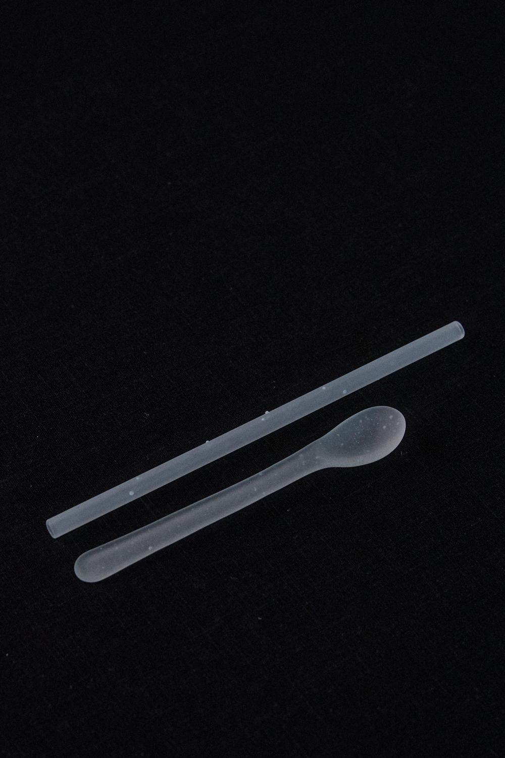 fog Spoon & Straw Set  / foggy white