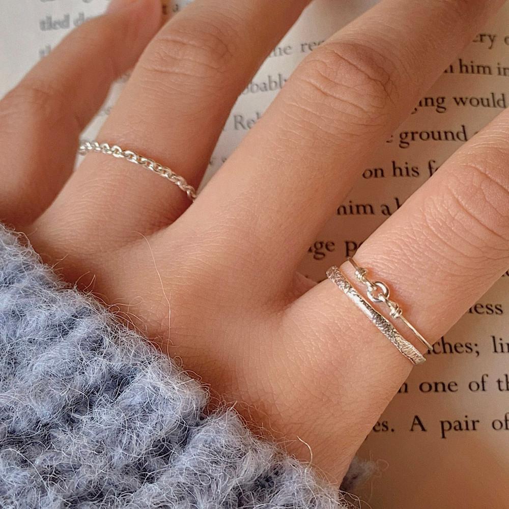 925 실버 미닛 레이어드 반지 세트