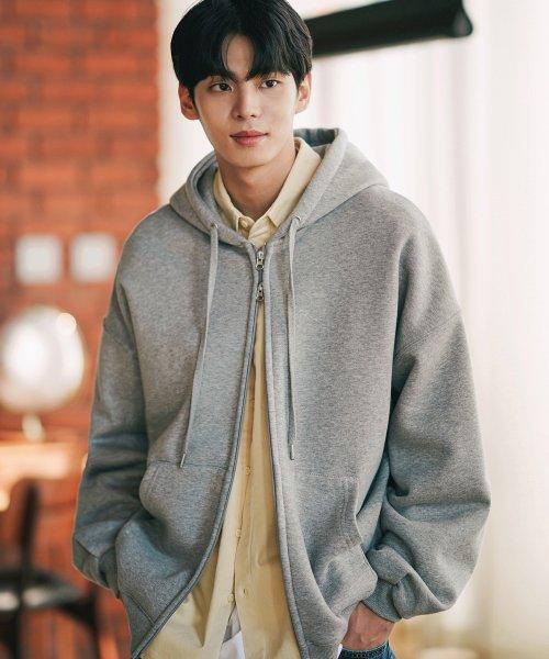 파일 오버핏 투웨이 후드집업 6종 그레이 KJHD2407