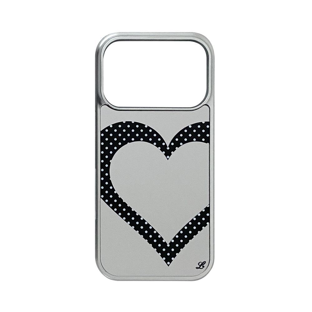 HEART DOT PHONE CASE BLACK (mirror bumper)