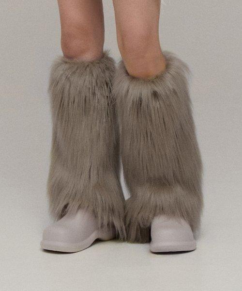 페이크퍼 레그워머 그레이