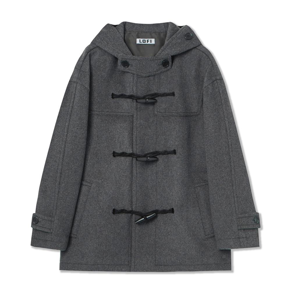 오버핏 스테디 숏 더플 코트 (차콜)