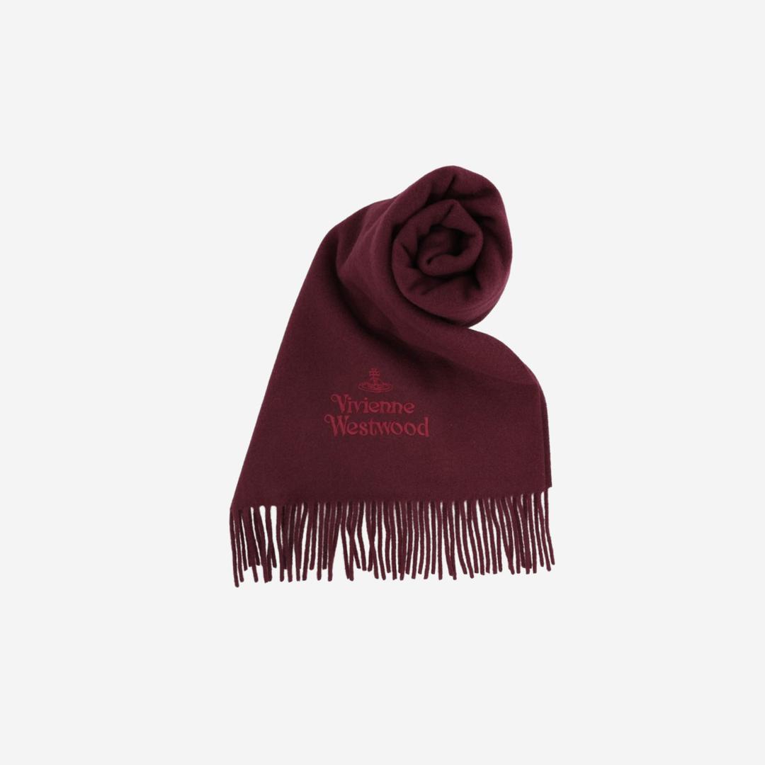 Vivienne Westwood Embroidered Lambswool Scarf Wine