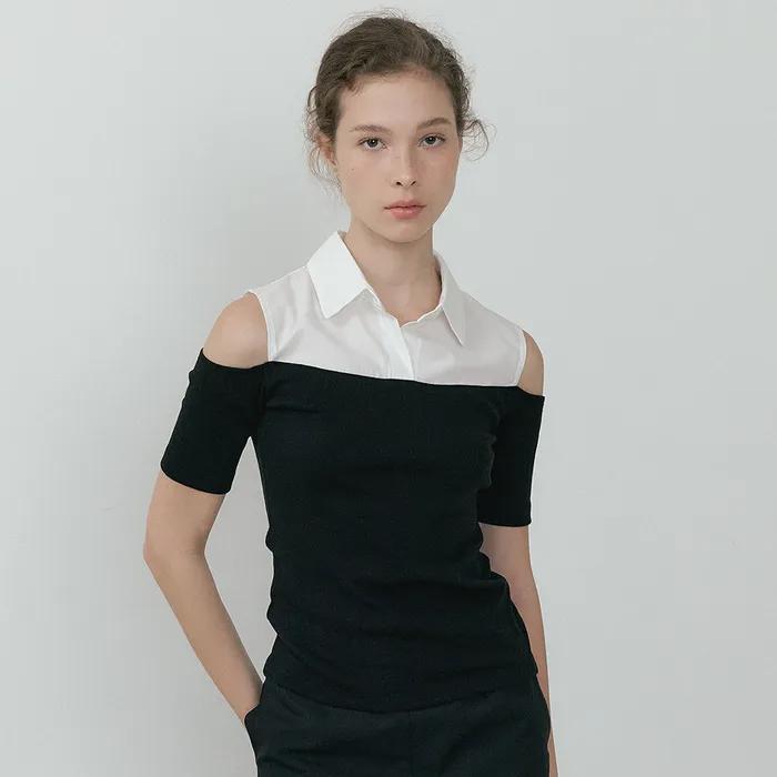 Off-Shoulder Shirt Top (black)