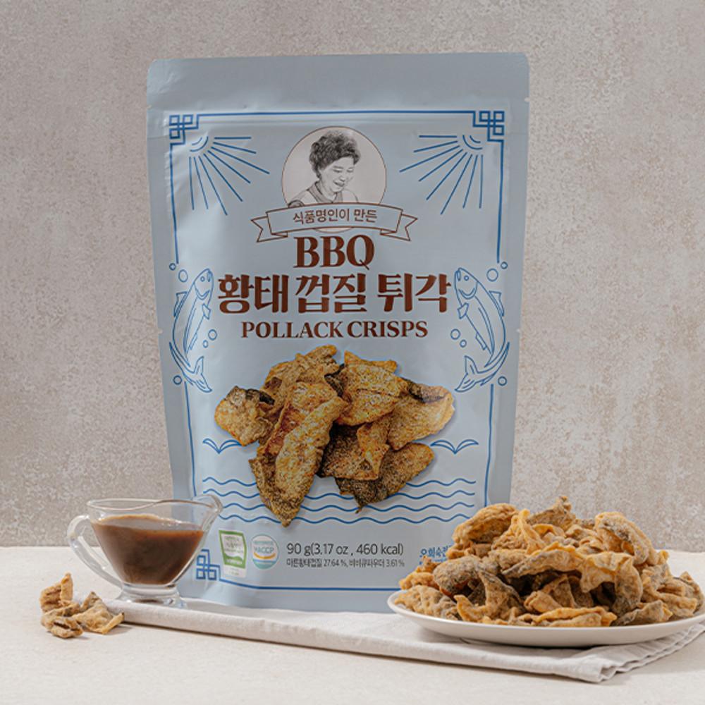 ★유통기한 임박할인+무료배송★ [오희숙전통부각] BBQ황태껍질튀각 90g 안주추천 콜라겐간식 황태껍질